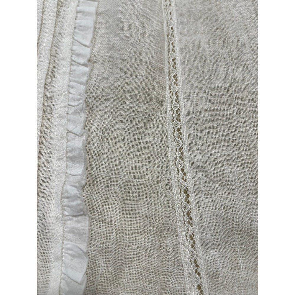 Zara Linen Lace Pintuck Midi Skirt Cream Boho Frayed Hem Small - Picture 5 of 6